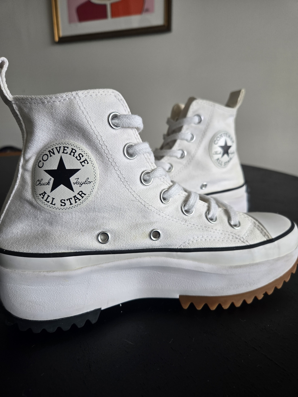 Converse Run Star Hike High Top Platform Sneakers White Gum Sole US W 6 / M 4.5